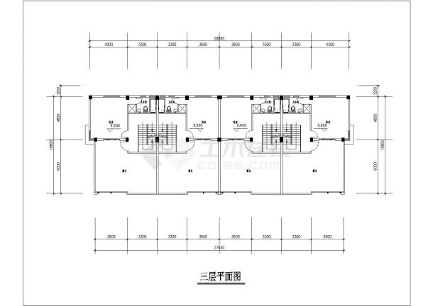 某地三层联排别墅建筑设计cad方案图-图二