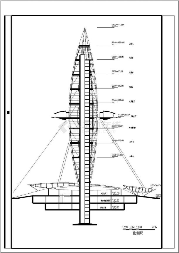 某地小型观光塔建筑CAD图-图一