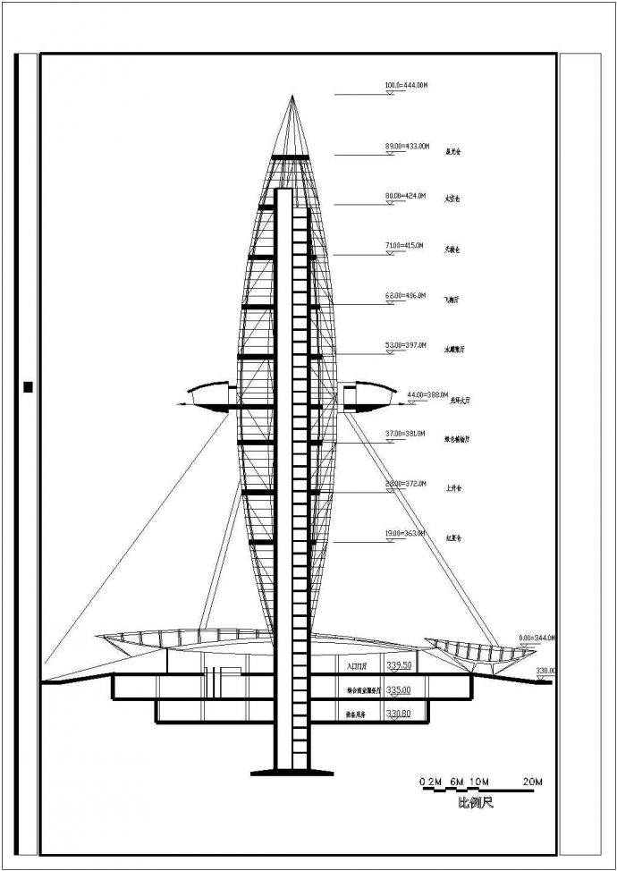 某地小型观光塔建筑CAD图_图1