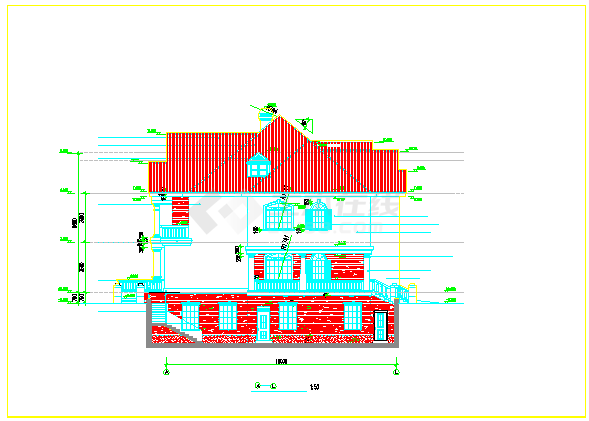 【海口】某地三层高档别墅建筑设计施工图纸-图二