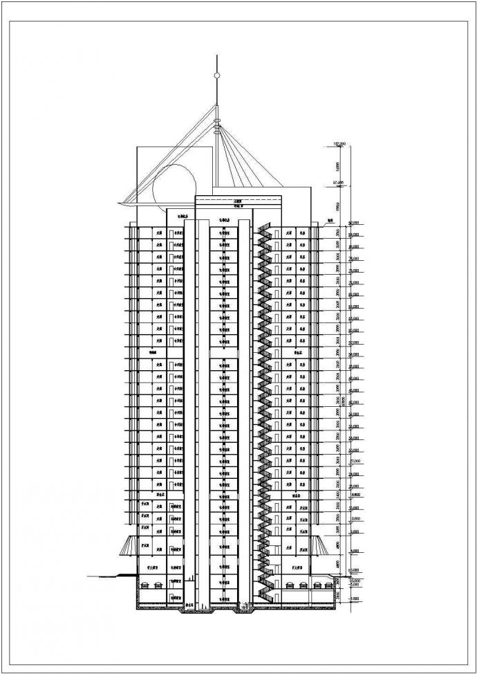 高层宾馆建筑设计CAD施工图纸_图1