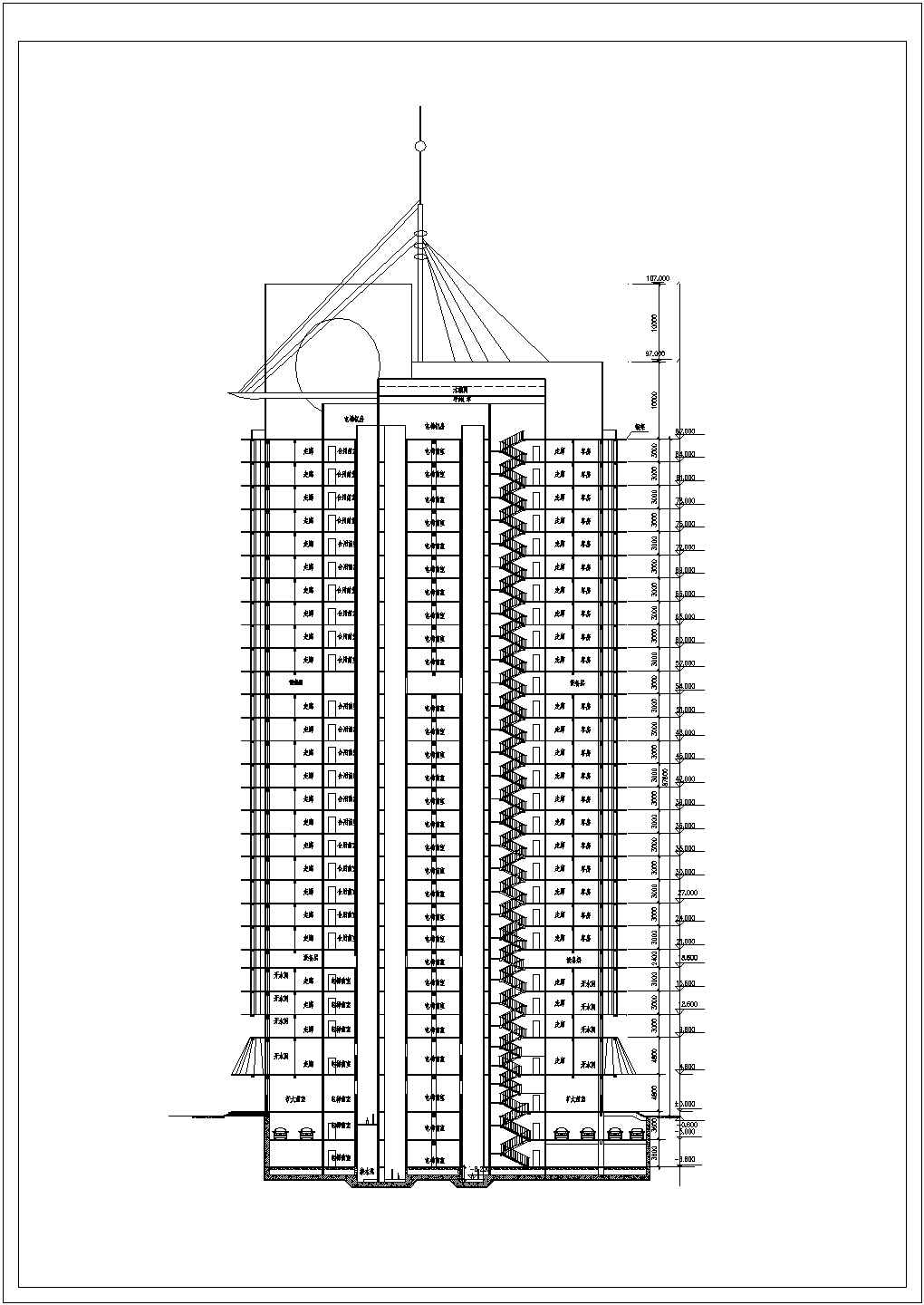 高层宾馆建筑设计CAD施工图纸