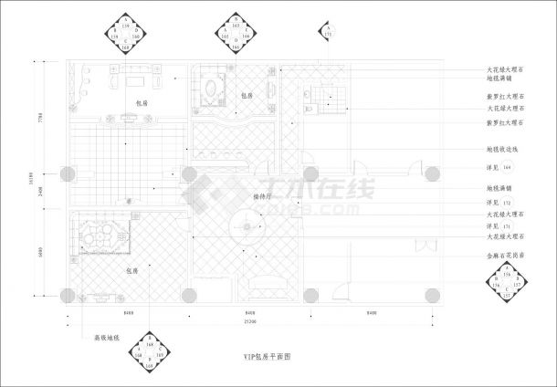 VIP包房装饰设计施工CAD图-图二