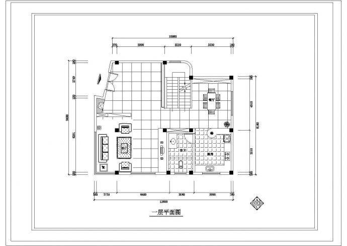 某三层别墅室内装修cad平面施工图（共72张）_图1