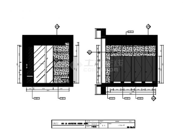 上海某外滩界售楼处-卫生间剖立面装饰施工CAD图-图一