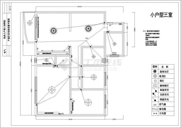 小户型三房装修设计施工图（共8张）-图二