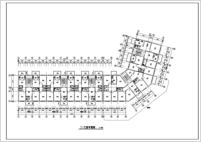 多层转角楼住宅楼CAD平面布置参考图_图1