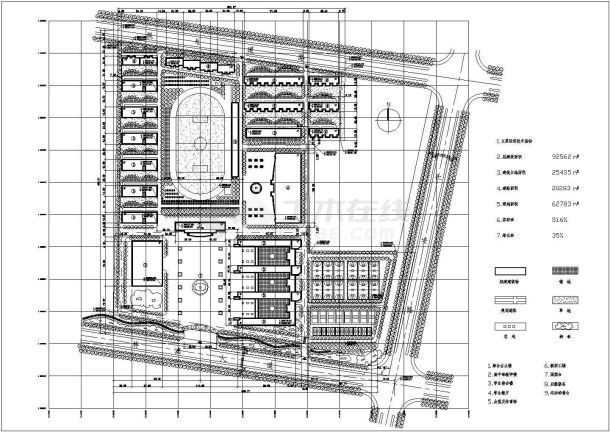 某地区某中学总平面图（含有图例）-图一