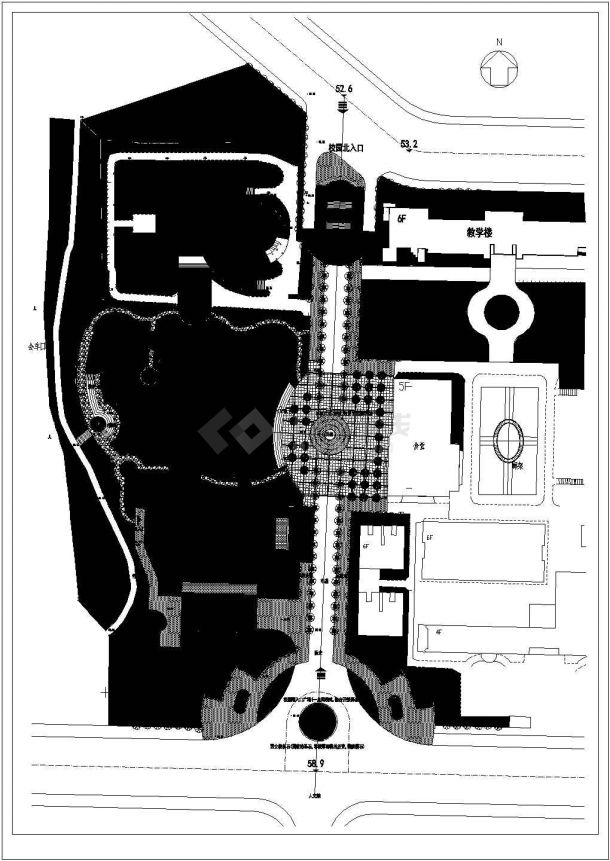 【河北省】某地区某专科学校景观规划图-图一