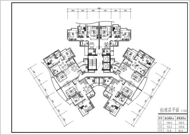 某住宅户型标准层平面详图-图二