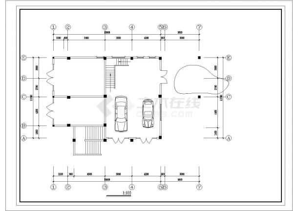 错层别墅建筑cad结构施工图纸-图二