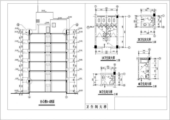 杭州市某框架办公楼CAD设计图纸_图1