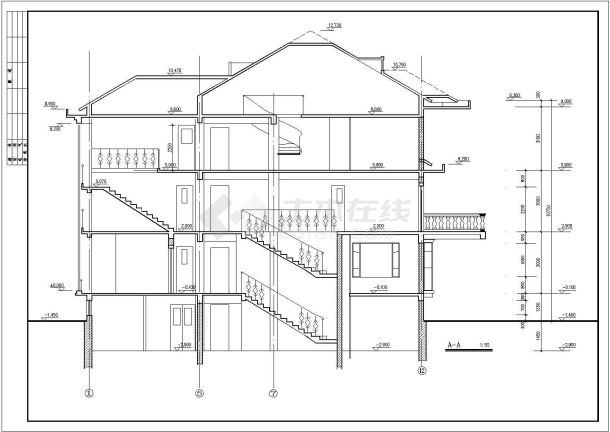 某仿古豪华别墅建筑设计方案CAD图-图一