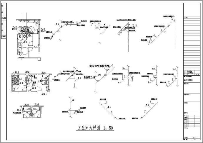 福建市某大型办公楼给排水平面CAD布置图_图1