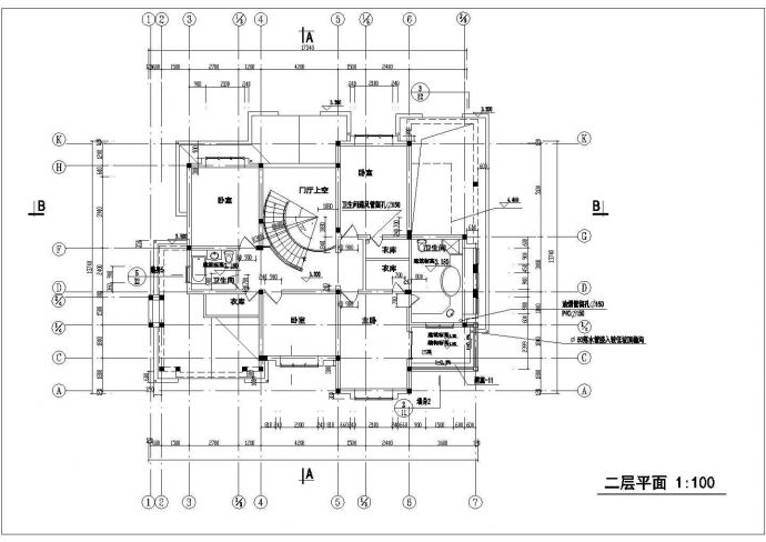 二层欧式别墅建筑设计CAD参考图_图1