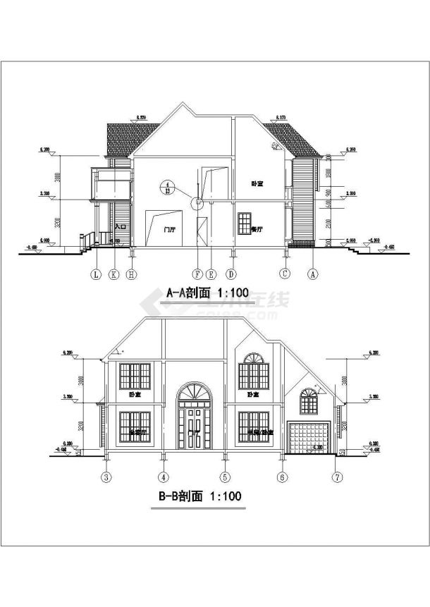 二层欧式别墅建筑设计CAD参考图-图二