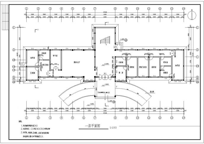某三层医院门诊楼建筑设计CAD图_图1