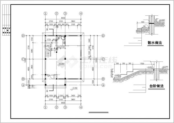 3层别墅建筑结构CAD套图-图一