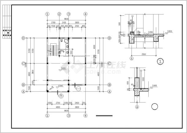 3层别墅建筑结构CAD套图-图二
