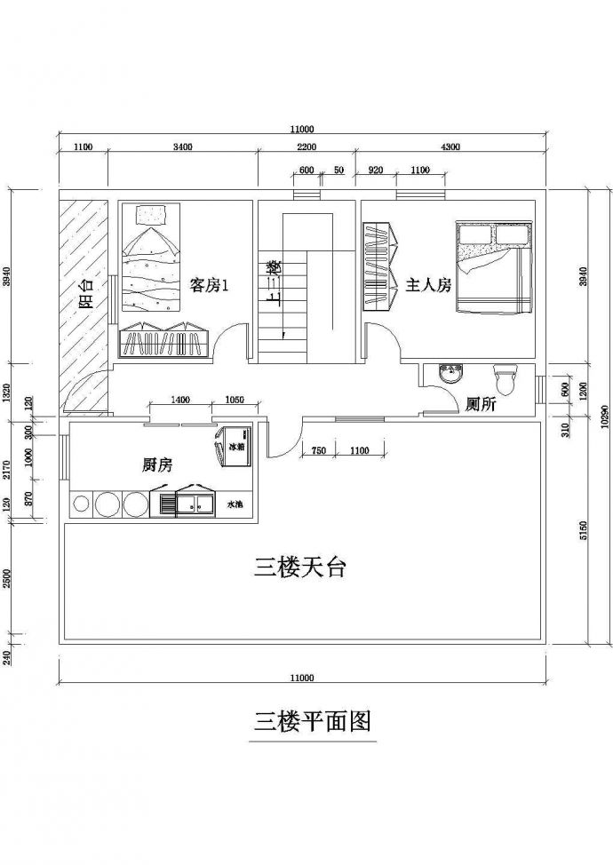 某三层自建别墅建筑设计方案图_图1