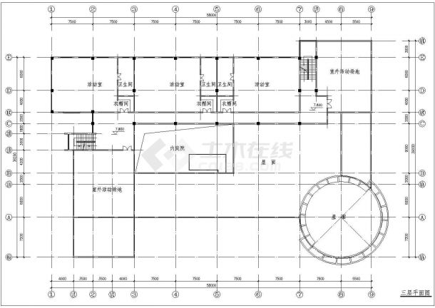 某地小型幼儿园建筑设计图（共4张）-图一