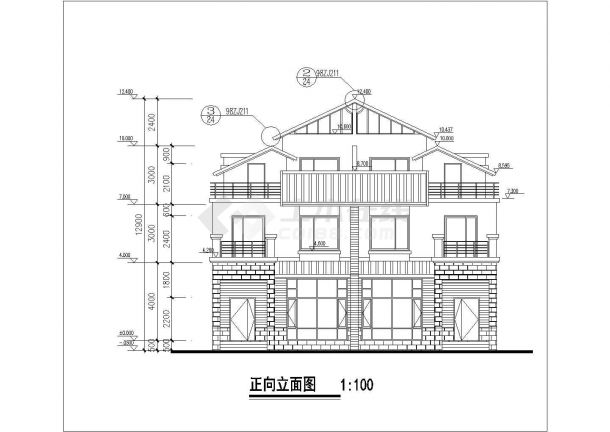 三层私人别墅建筑设计CAD布置图-图二