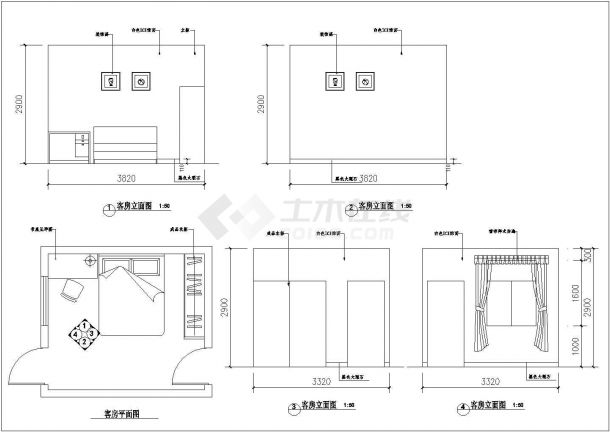 【杭州】极简主义四居室家装设计施工图-图二
