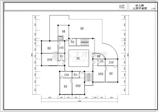 某地小型幼儿园建筑设计平面图（4张）-图一