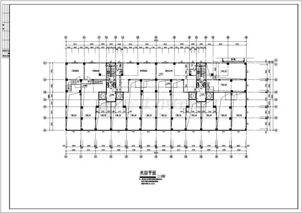 某小区高层居住楼房建筑CAD平面立面图-图二