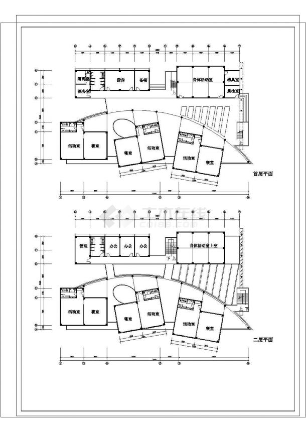 【安徽】小型幼儿园建筑设计施工图（共6张）-图一