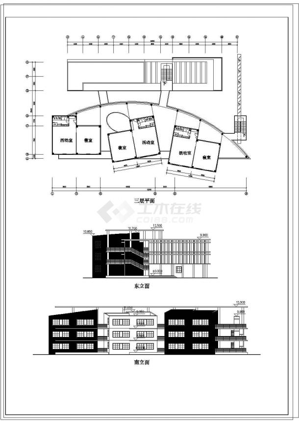 【安徽】小型幼儿园建筑设计施工图（共6张）-图二