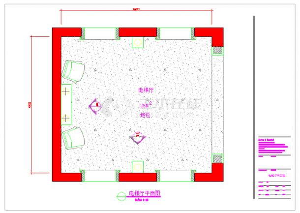 五星酒店装饰装修工程电梯间施工图-图二