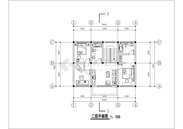 二层民居住宅CAD设计图-图二