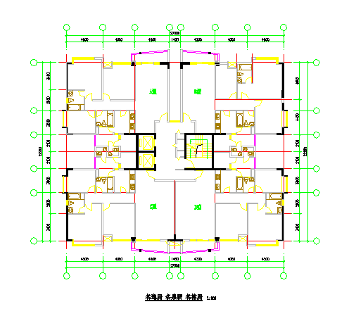 金域名苑某住宅楼户型平面设计施工图纸_图1