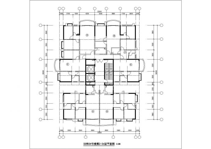 金碧花园住宅楼户型平面设计施工图纸_图1