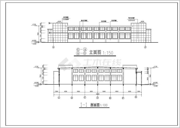 【九江】中小企业孵化基地某单层厂房建筑施工图-图二