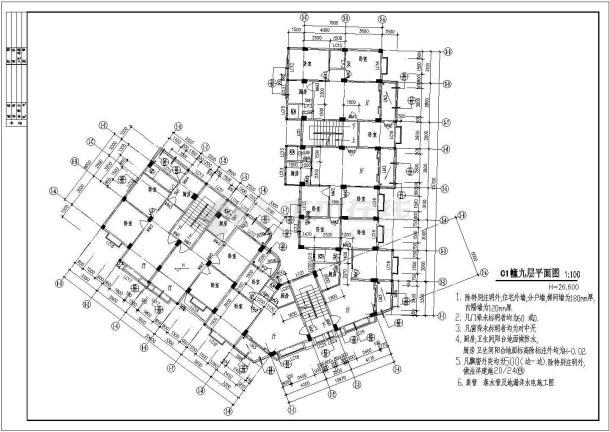 某地方住宅高层基础CAD平面布置参考图-图二