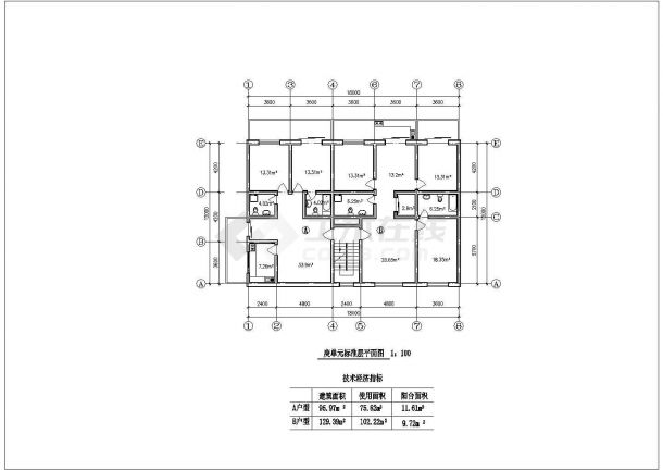 【南通】某小区住宅户型方案设计施工图-图一