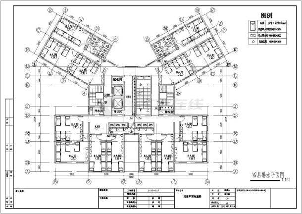 某学校四层公寓楼给排水施工图-图二