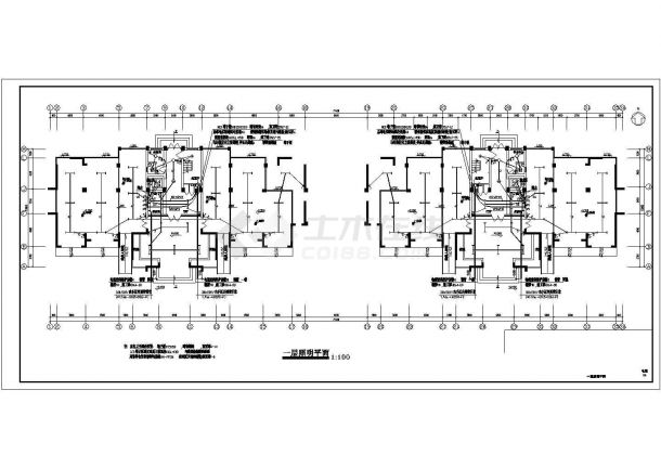 高层住宅楼照明系统设计CAD布置图-图一