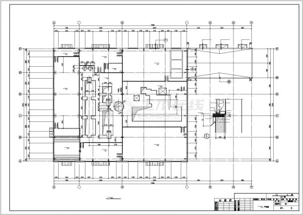 烟台某三跨钢结构厂房结构设计图（高低跨）-图一