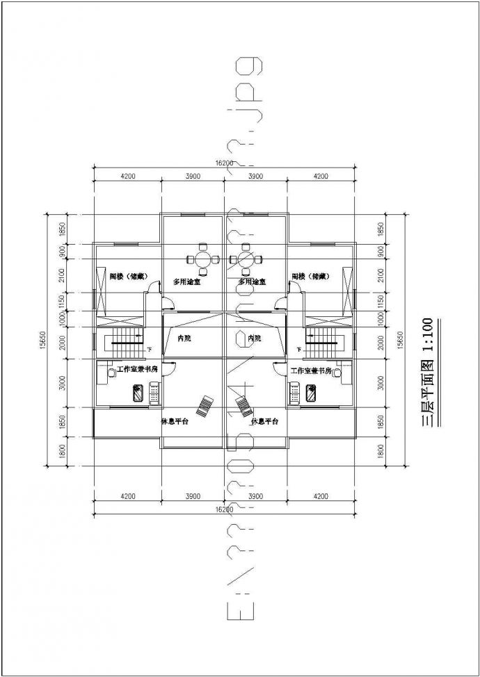 简约住宅楼户型设计CAD参考图_图1