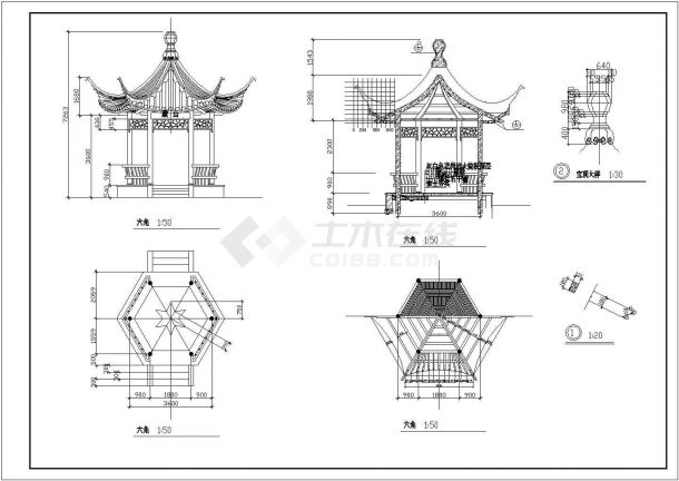 【安庆】某古建双亭建筑设计施工图-图一
