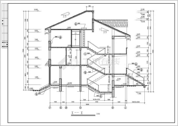 某欧式错层别墅CAD设计参考图-图一