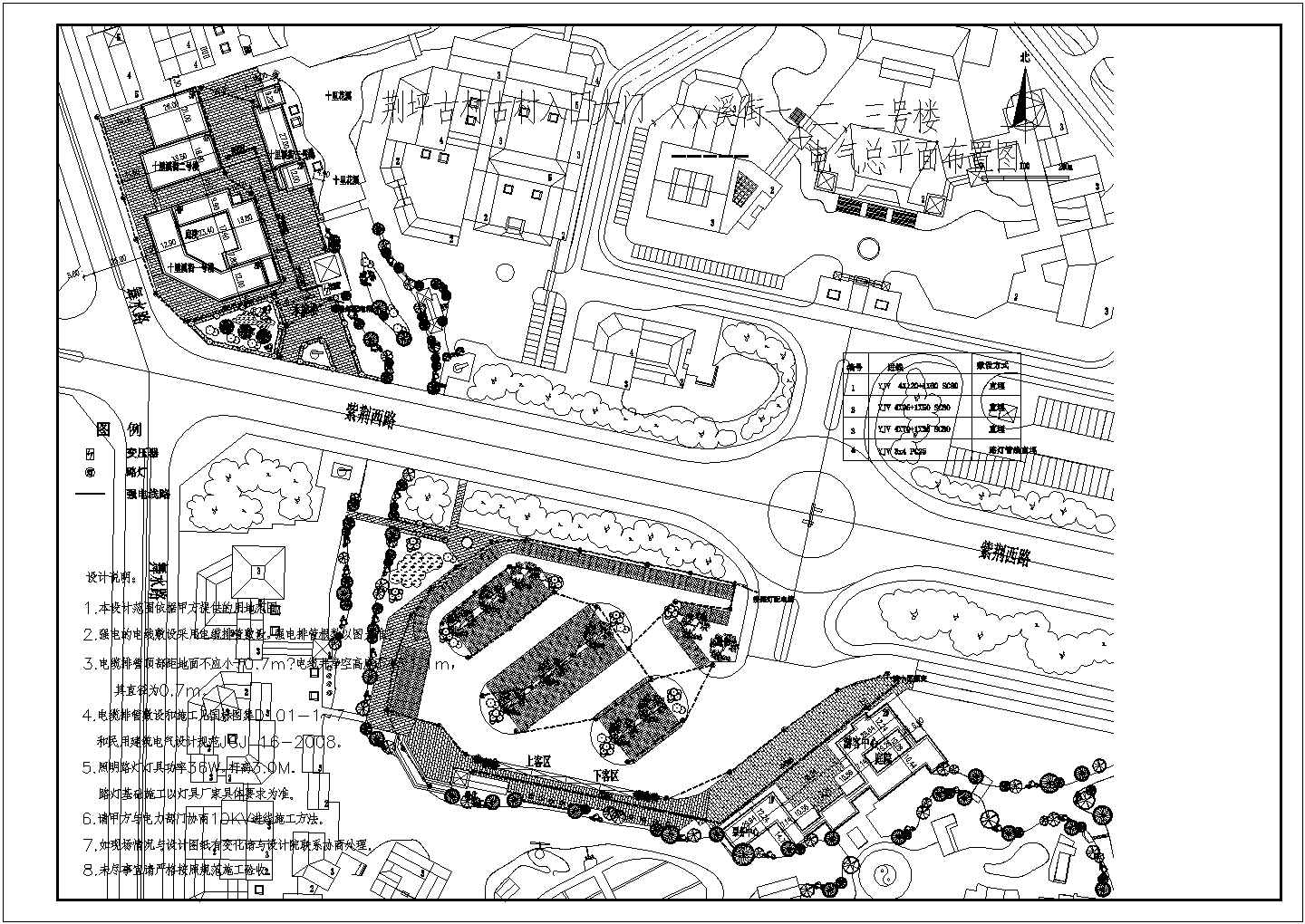 古城规划-水电平立剖面CAD布置图