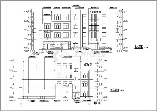 某市四层防疫站建筑施工图（共11张图）-图一