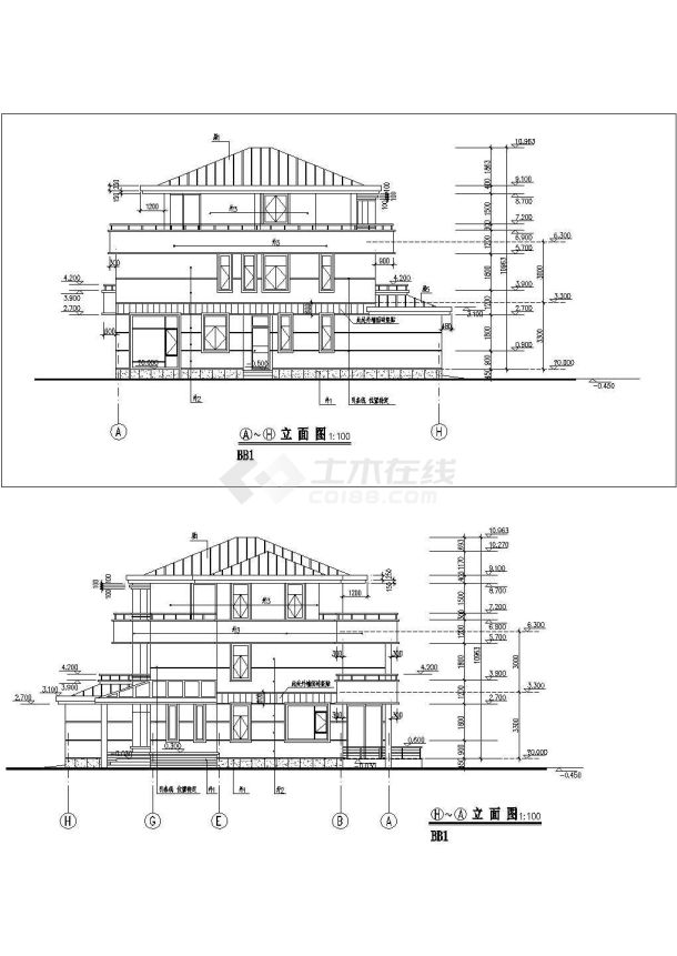 某地小型别墅样板建筑方案图纸-图一