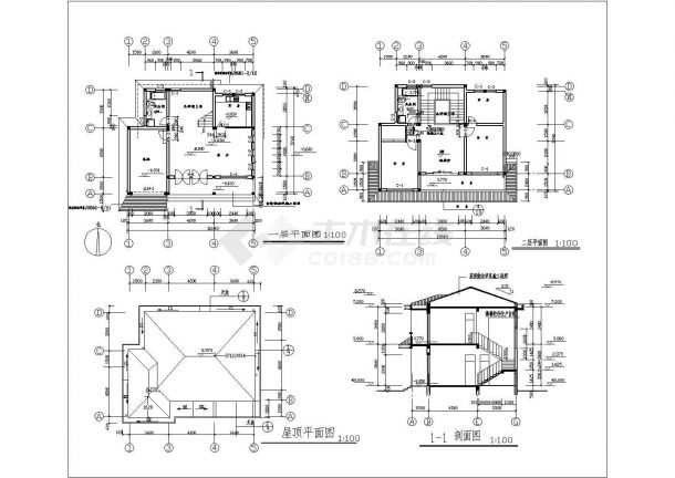 某小区5套别墅建筑设计CAD施工图-图一