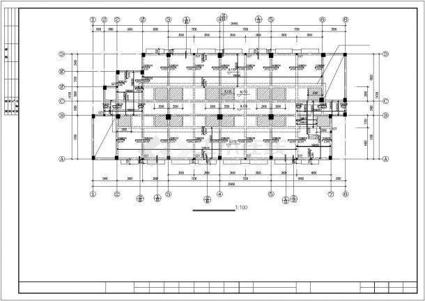某框架宿舍办公综合楼结构施工图纸-图二