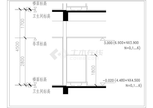 【济南】大学图书馆主楼刨面建筑施工图-图二